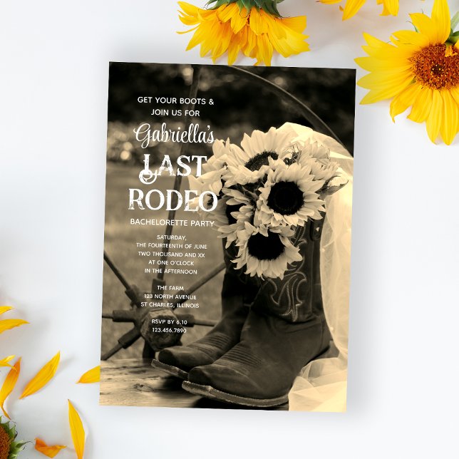 Convites Girassóis e inicializações Última Festa de solteir (Criador carregado)