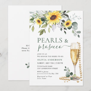 Convites Girassóis Elegantes Eucalyptus PEARLS & Prosecco