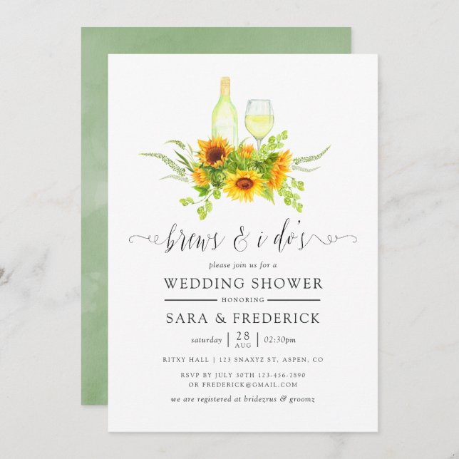 Convites Girassóis em aquarela antes do sim (Frente/Verso)