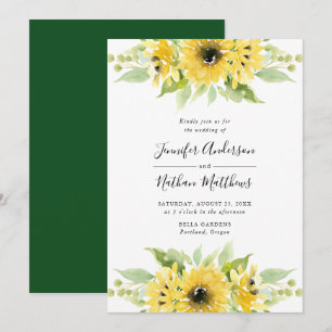 Convites Girassóis em Aquarela Bouquets Florais   Casamento