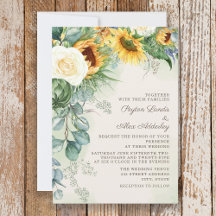Girassóis Eucalipto Casamento Elegant Script