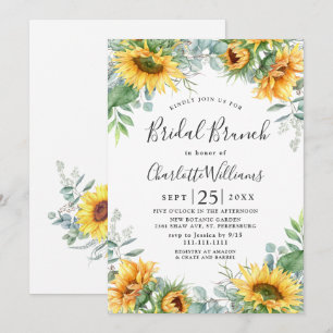 Convites Girassóis Eucalyptus Watercolor Bridal Brunch