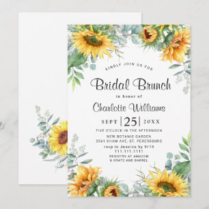 Convites Girassóis Eucalyptus Watercolor Bridal Brunch