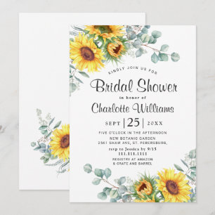 Convites Girassóis Eucalyptus Watercolor Chá de panela