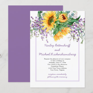 Convites Girassóis, Lavanda, Casamento Eucalyputs