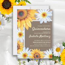 Girassóis Margaridas Brancas de Tecido Quinceañera