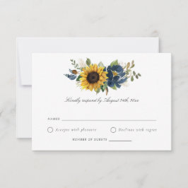 Convites Girassóis Marinho Azul Flores Russas RSVP