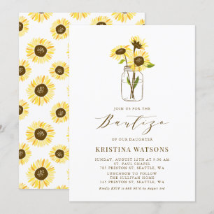 Convites Girassóis no verão Bautizo do frasco de pedreiro