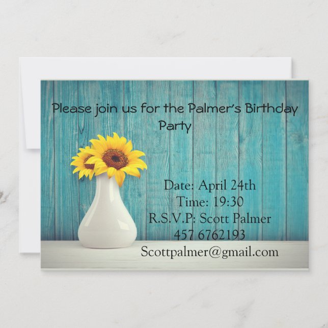 Convites Girassóis num vaso (Frente)