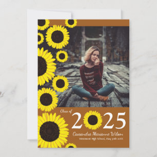 Convites Girassóis País Pó Graduação Laranja