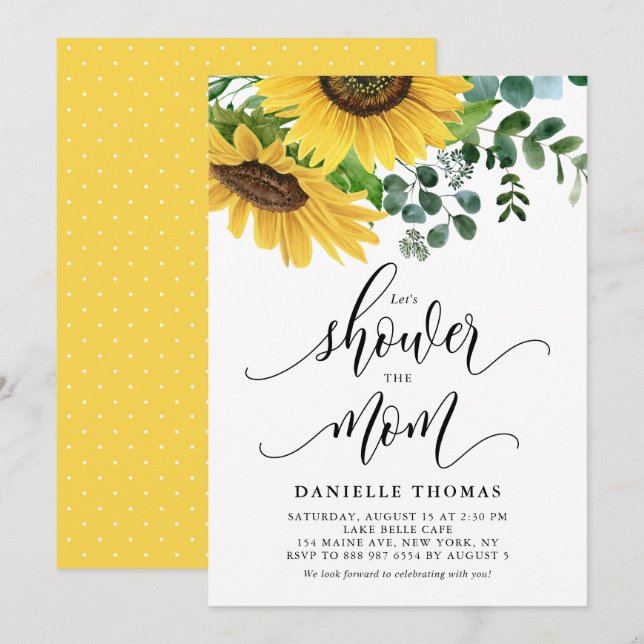 Convites Girassóis russos e Eucalyptus Fall Chá de fraldas (Frente/Verso)