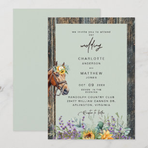 Convites Girassóis Rústicos Cavalos Madeira Casamento