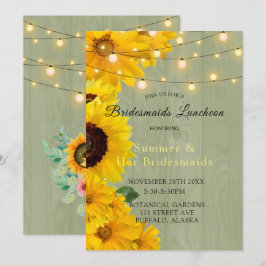 Convites Girassóis Sage Wood Lights Bridesmaids Lunchee