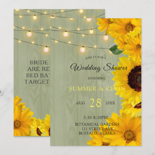 Convites Girassóis Sage Wood Lights Chá de casamento