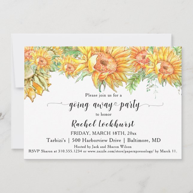 Convites Girassóis Saindo Festa em Movimento (Frente)