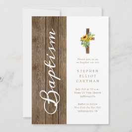 Convites Girassóis Sobre Batismo Branco Da Madeira Russo