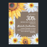 Convites Girassóis White Daisies Burlap aniversário de 30 a<br><div class="desc">Girassóis amarelos e castanhos russos e margaridas brancas com lindas folhas verdes no convite de festas de aniversário de 30 anos para mulheres chamado de burlap. Perfeito para as comemorações do verão ou do outono. Entre em contato conosco para obter ajuda com a personalização ou para solicitar produtos correspondentes</div>