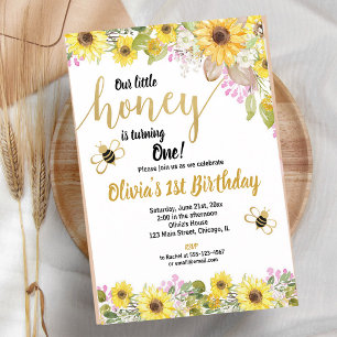 Convites Girassol Abelha Bumble Amarela Rosa Aniversário de