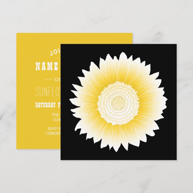 Convites girassol amarelo (Frente/Verso)