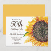 Girassol Amarelo Aquarela 50º Aniversário Mulheres