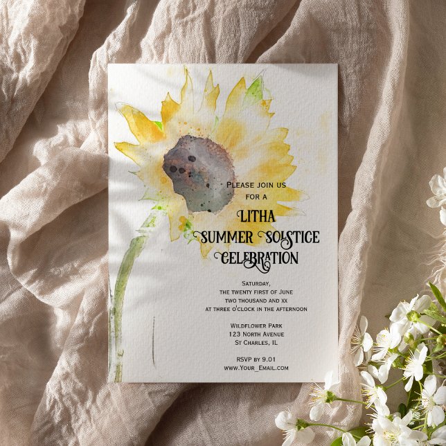 Convites Girassol Amarelo Celebração do Solstício de Verão  (Criador carregado)