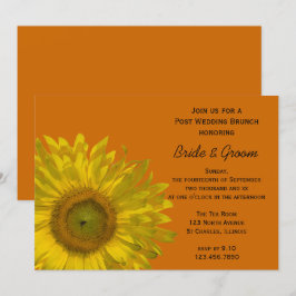 Convites Girassol Amarelo em Poste Laranja Brunch Pós-Casam