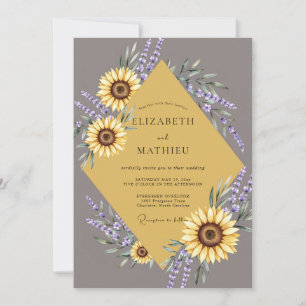 Convites Girassol Amarelo Lavanda Eucalipto Casamento