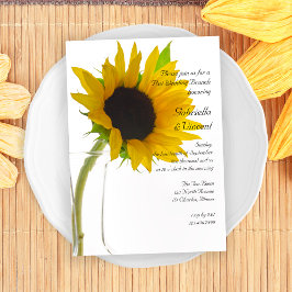 Convites Girassol Amarelo no Brunch de Casamento do Poste B