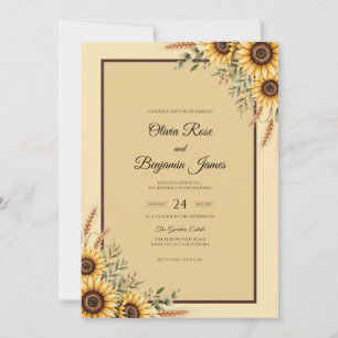 Convites Girassol Amarelo País Eucalipto Casamento