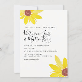Convites Girassol Aquarela Flor Silvestre Casamento