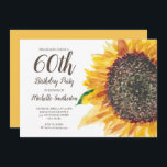 Convites Girassol Cores de Água Floral Branco 60º Aniversár<br><div class="desc">Linda cor de água do girassol, ao estilo amarelo e marrom, floral e verde num convite de aniversário branco 60º para mulheres. A parte de trás deste cartão é um amarelo brilhante e coordenador. Perfeito para o verão ou festa de aniversário de outono. Entre em contato conosco para obter ajuda...</div>
