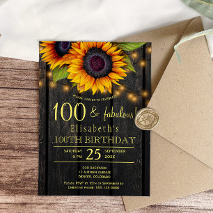 Convites Girassol dourado país madeira de celeiro 100 anos