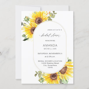 Convites Girassol e Eucalyptus Chá de panela floral