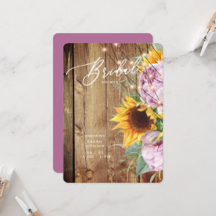 Convites Girassol e Fuchsia Chá de panela russo arredondado