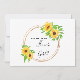 Convites Girassol Floral Amarelo Você Será Minha Dama de Fl