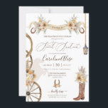 Convites Girassol Floral Boho Russo Western Sweet 16<br><div class="desc">Design russo elegante com um tema charro/cowboy/rancho. Possui girassóis,  florais secos e elementos boosos,  uma bota de cowboy e elementos de rancho/fazenda.</div>