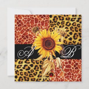 CONVITES GIRASSOL, PELO DE LEOPARDO E GIRAFA, MONOGRAMA RUB