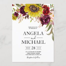 Convites Girassol Peônia Rosa Bege Vermelho Borgonha