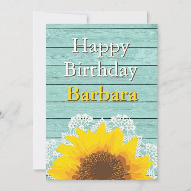 Convites Girassol, rendas e madeira personalizados (Frente)