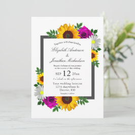 Convites Girassol Rosa Margarida Floral Casamento