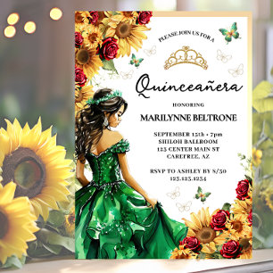 Convites Girassol Rosas Vermelhas Verde Princesa Quinceañer