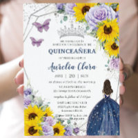 Girassol Roxo Floral Marinho Azul Quinceañera