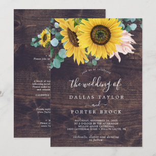 Convites Girassol Russo   Madeira Em Um Casamento