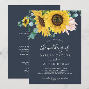 Convites Girassol Russo   Marinho Tudo Em Um Casamento