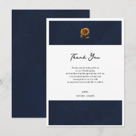 Convites Girassol Rústico Azul Agradecimento de Casamento