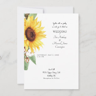 Convites Girassol Simples Junto com Nossas Famílias Invita