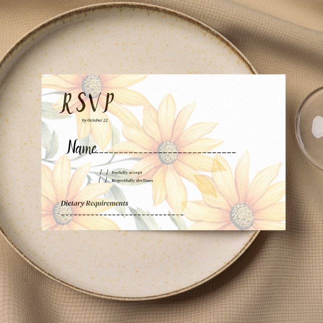 Convites Girassol verde-alaranjado verão floral RSVP (Orange green sunflower summer floral RSVP)