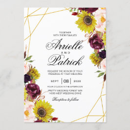 Convites Girassol Vermelho Burgundy Rosa Peônia