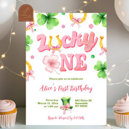 Convites Girl Bow Glitter Lucky One St Patrick 1st Birthday