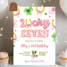 Convites Girl Bow Glitter Lucky Seven St Patrick Birthday